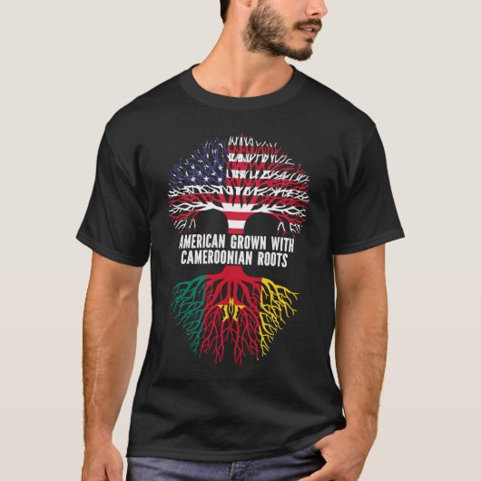 Amerikaanse Groot met Kameroense Roots VS-vlag T-shirt (Voorkant)
