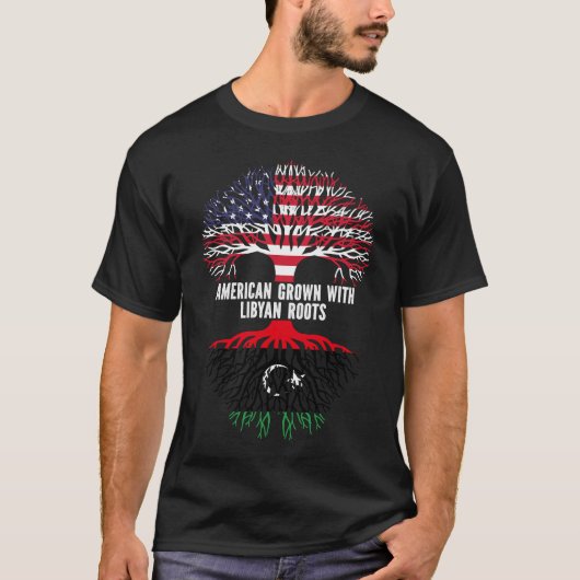 Amerikaanse Groot met Libische Roots VS-vlag T-shirt (Voorkant)