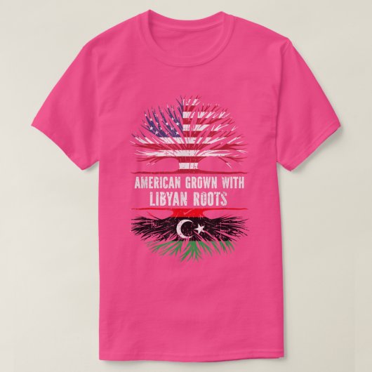 Amerikaanse Groot met Libische rots Vlag Libië T-shirt (Design voorkant)