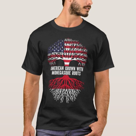 Amerikaanse Groot met Monegasque Roots VS-vlag T-shirt (Voorkant)
