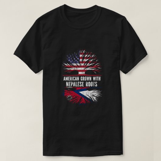 Amerikaanse Groot met Nepalese wortels Vlag Nepal T-shirt (Design voorkant)
