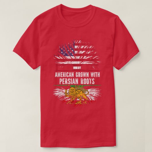 Amerikaanse Groot met Perzische Roots VS vlag Perz T-shirt (Design voorkant)