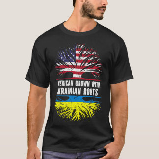 Amerikaanse Groot met Roots VS vlag Oekraïne T-shirt