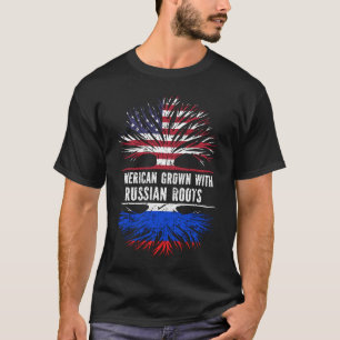 Amerikaanse Groot met Russische Roots VS vlag T-shirt