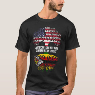 Amerikaanse Groot met Zimbabwaanse Roots VS-vlag T-shirt