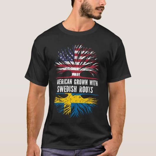 Amerikaanse Groot met Zweedse Roots USA-vlag T-shirt (Voorkant)