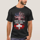 Amerikaanse Groot met Zwitserse Roots Vlag VS T-shirt (Voorkant)