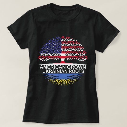 Amerikaanse Groot-Oekraïense roet Oekraïne vlag T-shirt (Design voorkant)