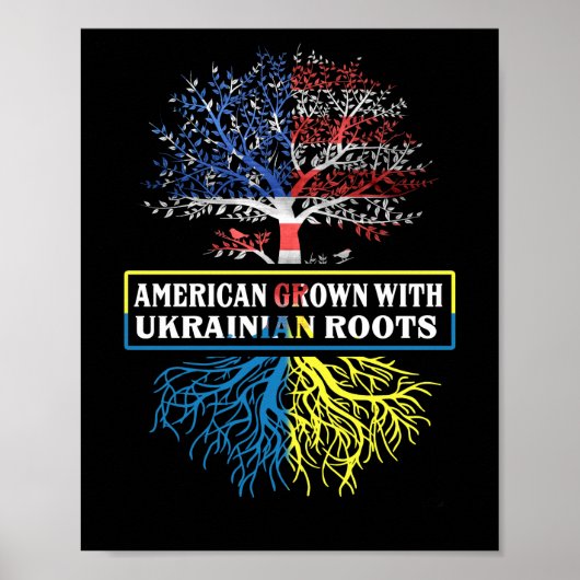 Amerikaanse Groot-Oekraïense wortels Vlag Oekraïne Poster (Voorkant)