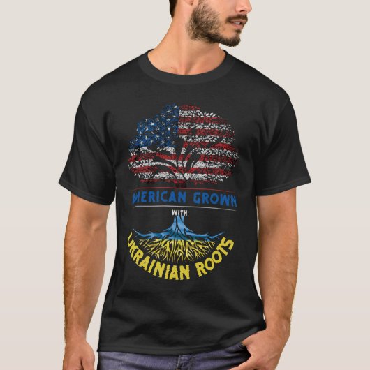 Amerikaanse Groot-Oekraïense wortels Vlag Venezuel T-shirt (Voorkant)