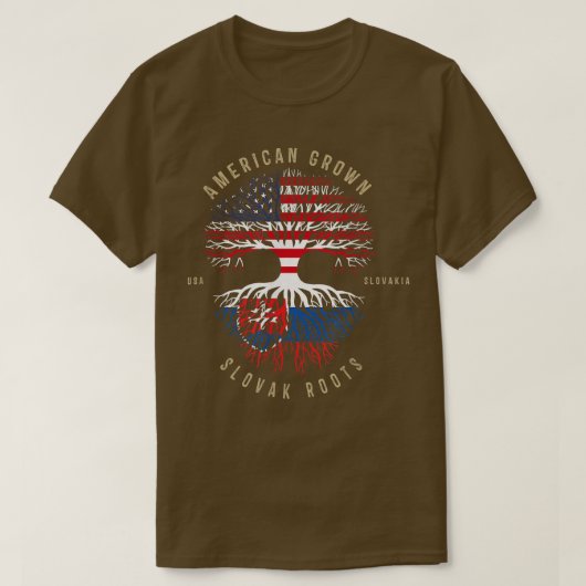 Amerikaanse Groot-Slowaakse wortelen  VS & Slowaki T-shirt (Design voorkant)