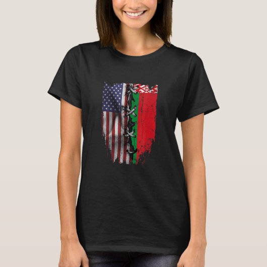 Amerikaanse Groot-Wit-Russische Roots VS-vlag T-shirt (Voorkant)