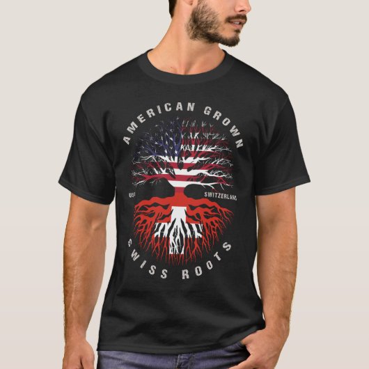 Amerikaanse Groot Zwitsers Roots Zwitserse vlag T-shirt (Voorkant)