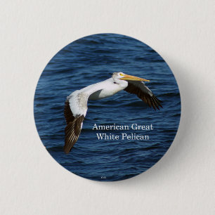 Amerikaanse Grote Witte Pelikaan knop Ronde Button 5,7 Cm