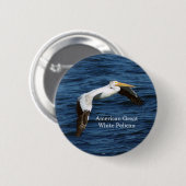 Amerikaanse Grote Witte Pelikaan knop Ronde Button 5,7 Cm (Voorkant /achterkant)