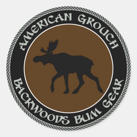 Amerikaanse Grouch Backwoods Bum Gear Ronde Sticker (Voorkant)
