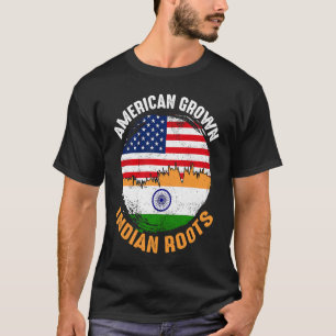 Amerikaanse Grown Indian Roots  vlaggen voor manne T-shirt