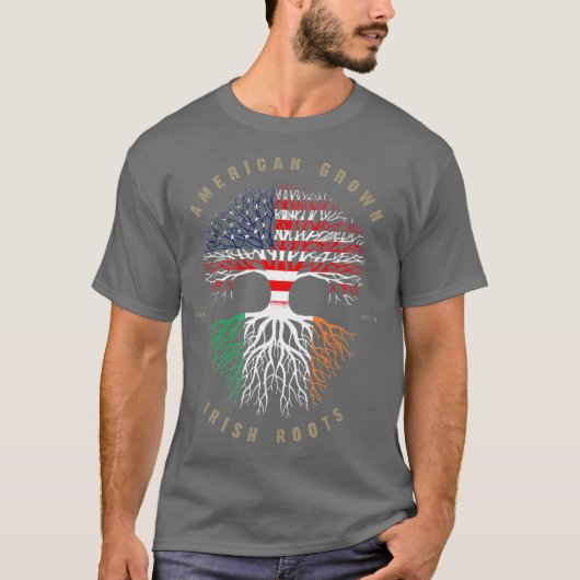 Amerikaanse Grown Irish Roots Ireland Flag T-shirt (Voorkant)