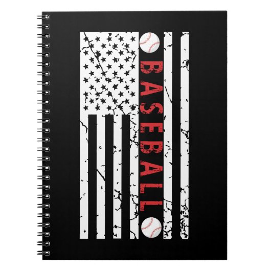 Amerikaanse Grunge Flag Baseball Fans Lover Notitieboek (Voorkant)