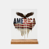 Amerikaanse grunge vlag en adelaar acryl bord (Voorkant)
