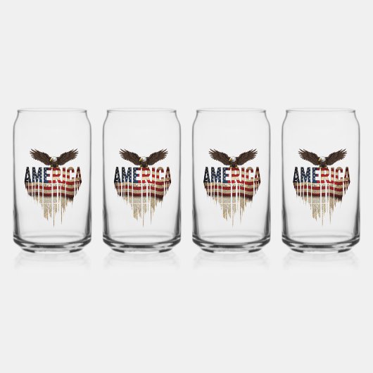 Amerikaanse grunge vlag en adelaar blikvorm glas (Achterkant)