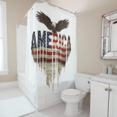Amerikaanse grunge vlag en adelaar douchegordijn (In situ)