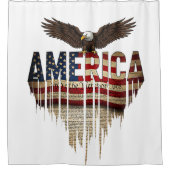 Amerikaanse grunge vlag en adelaar douchegordijn (Voorkant)