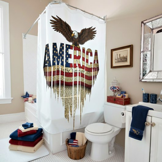Amerikaanse grunge vlag en adelaar douchegordijn