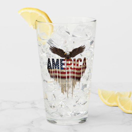 Amerikaanse grunge vlag en adelaar glas (Voorkant ijs)