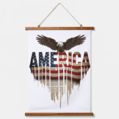 Amerikaanse grunge vlag en adelaar hangend wandkleed (Voorkant)