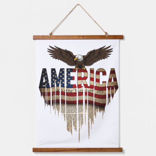 Amerikaanse grunge vlag en adelaar hangend wandkleed (Voorkant)
