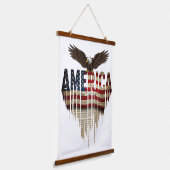 Amerikaanse grunge vlag en adelaar hangend wandkleed (Gebogen)