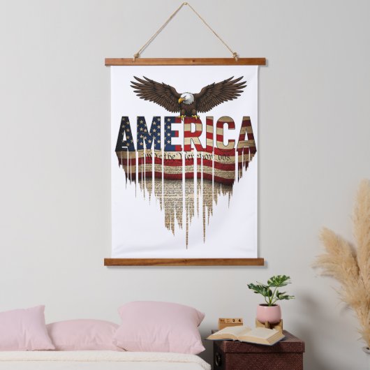 Amerikaanse grunge vlag en adelaar hangend wandkleed (Slaapkamer)