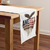 Amerikaanse grunge vlag en adelaar medium tafelloper (Voorbeeld)