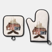 Amerikaanse grunge vlag en adelaar ovenwant & pannenlap set (Voorkant)