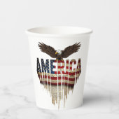 Amerikaanse grunge vlag en adelaar papieren bekers (Voorkant)