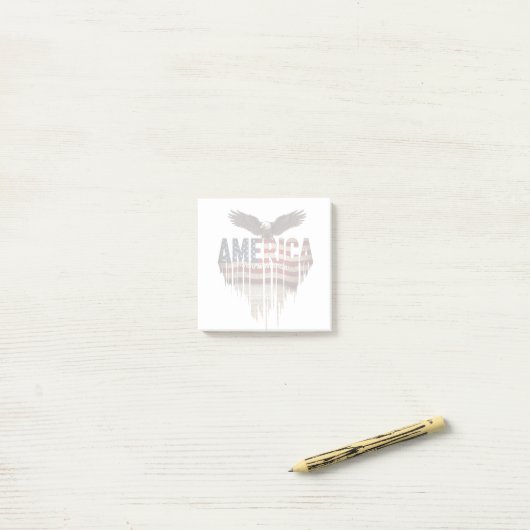 Amerikaanse grunge vlag en adelaar post-it® notes (Op bureau)