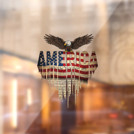 Amerikaanse grunge vlag en adelaar raamsticker