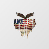 Amerikaanse grunge vlag en adelaar raamsticker (Vel)