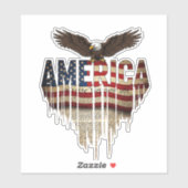 Amerikaanse grunge vlag en adelaar sticker (Vel)