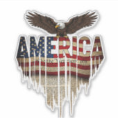 Amerikaanse grunge vlag en adelaar sticker (Voorkant)