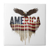 Amerikaanse grunge vlag en adelaar tegeltje (Voorkant)