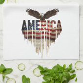 Amerikaanse grunge vlag en adelaar theedoek (Gevouwen)