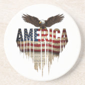 Amerikaanse grunge vlag en adelaar zandsteen onderzetter (Voorkant)