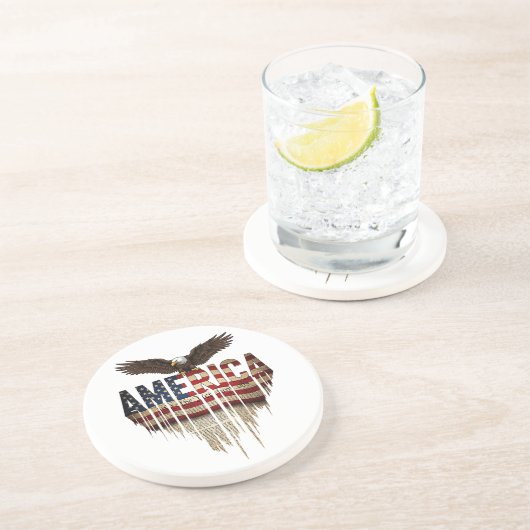 Amerikaanse grunge vlag en adelaar zandsteen onderzetter (Zijkant)