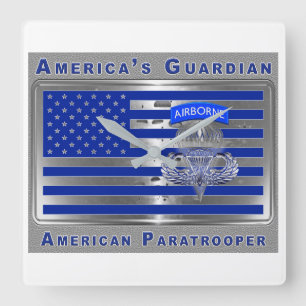 Amerikaanse Guardian Airborne Paratrooper Flag Vierkante Klok