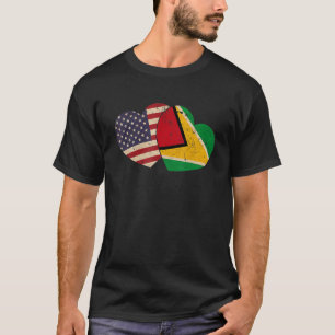 Amerikaanse Guyana Flag Heart Valentijnsdag Guyane T-shirt