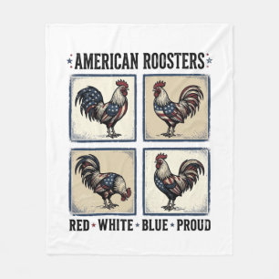 Amerikaanse Haan Retro Patriottisch Shirt Ontwerp_ Fleece Deken