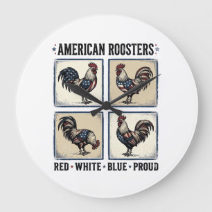 Amerikaanse Haan Retro Patriottisch Shirt Ontwerp_ Grote Klok