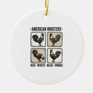 Amerikaanse Haan Retro Patriottisch Shirt Ontwerp_ Keramisch Ornament